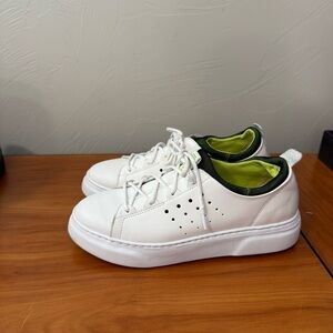 Samuel Hubbard Women's Flight Sport White Leather Sneaker Casual Green Detail W8